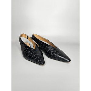 Black Open Back Flats